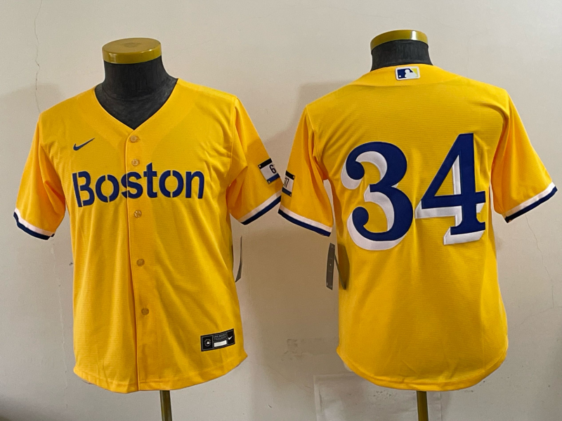 Youth 2025 Boston Red Sox #34 Ortiz yellow Game Nike MLB Jersey 006->youth mlb jersey->Youth Jersey